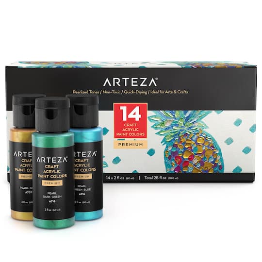 Arteza&#xAE; 14 Color Pearlized Acrylic Paint Set